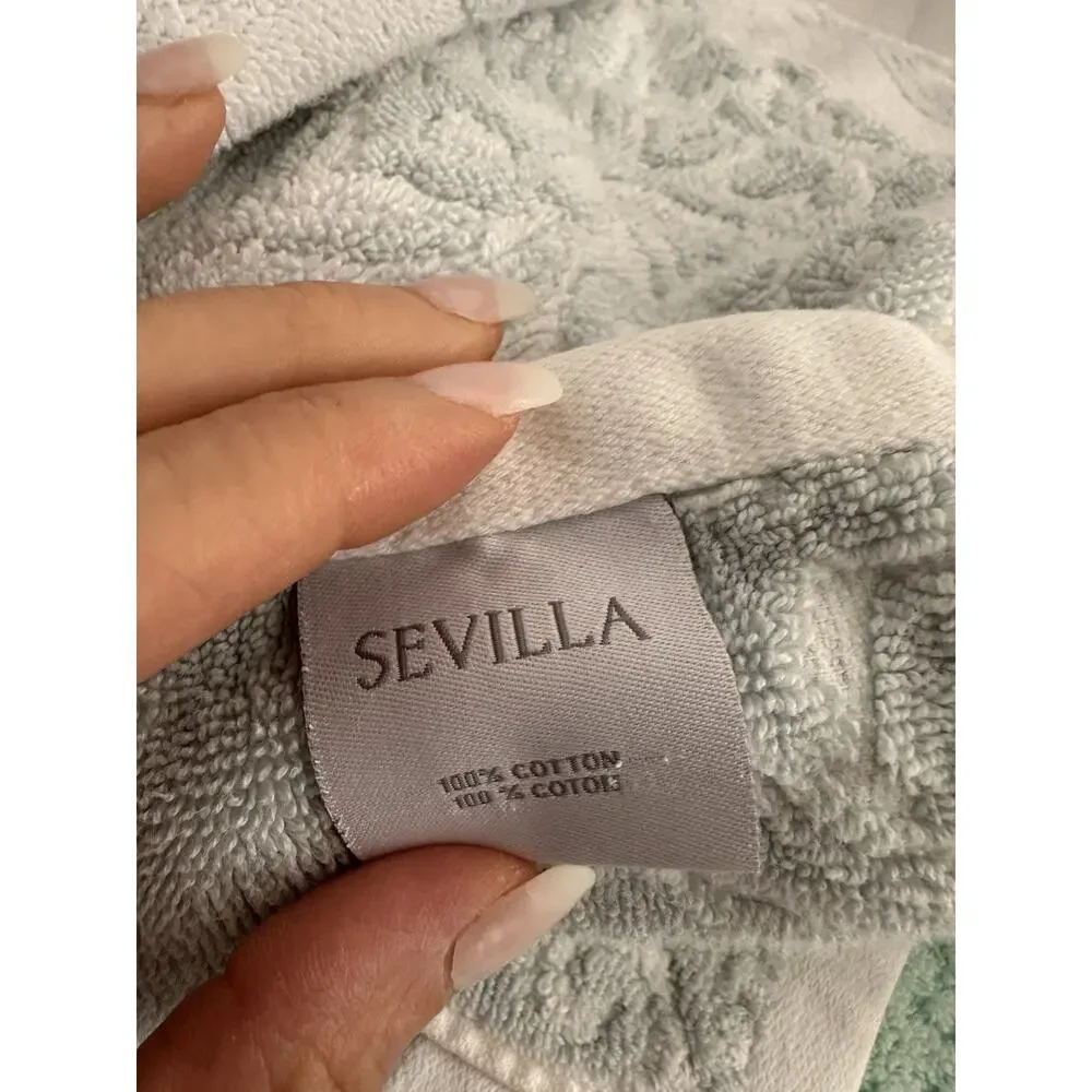 Vintage Hand Towels Fleur De Lis Textured Powder Blue Set Of 2 Sevilla